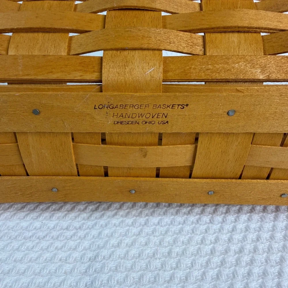 Longaberger 2000 Handwoven Slanted Rectangular Maple Wood Basket 12x6x4